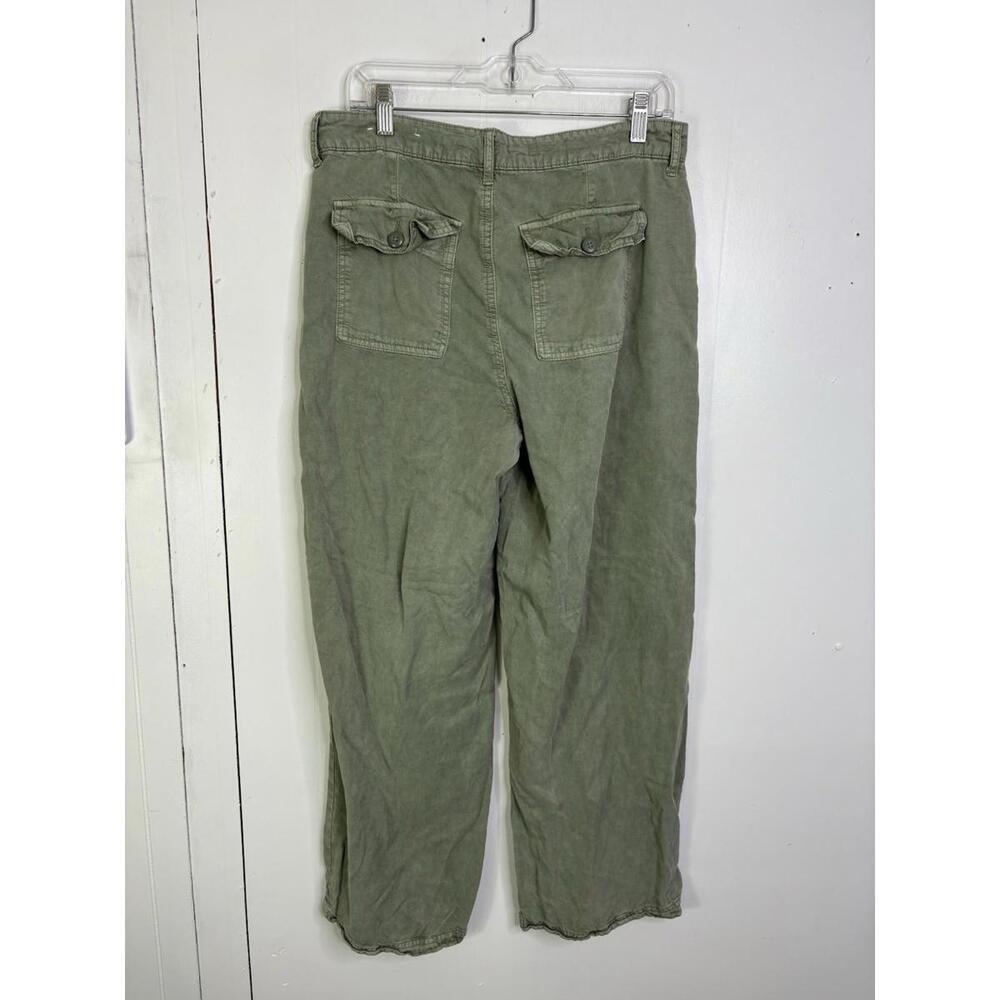 American Eagle Pants Womens 10 Skater Olive Green Wide Leg Baggy Cargo High Rise - Picture 2 of 10